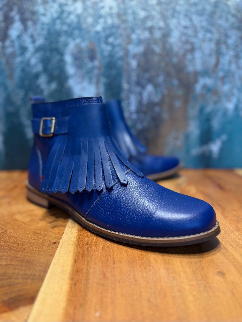 Marc Joseph New York Statement Kiltie Fringe Boots Blue US 5.5 New Without Tags